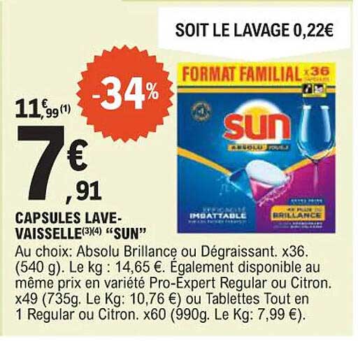CAPSULES LAVE-VAISSELLE "SUN"