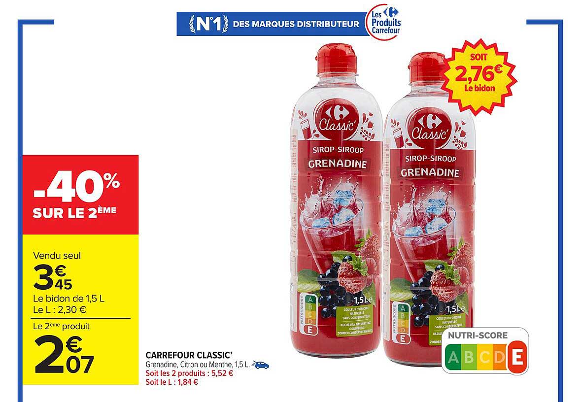 CARREFOUR CLASSIC’ SIROP SIROOP GRENADINE 1,5 L