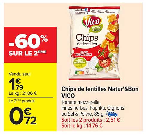 Chips de lentilles Natur'&Bon VICO