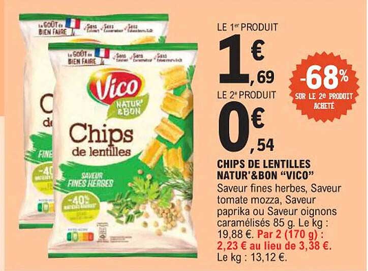 CHIPS DE LENTILLES NATUR'&BON 'VICO'