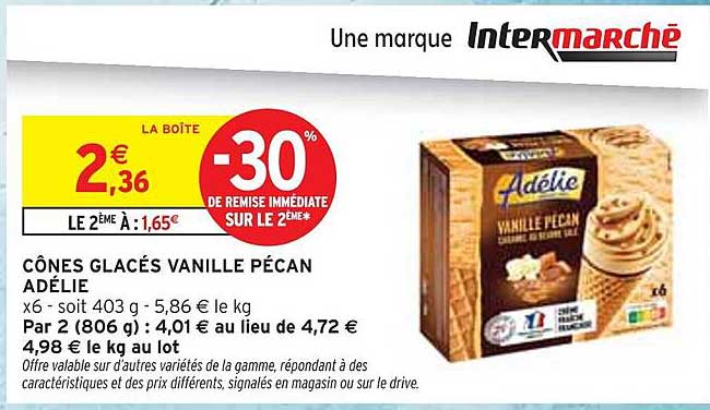 CÔNES GLACÉS VANILLE PÉCAN ADÉLIE