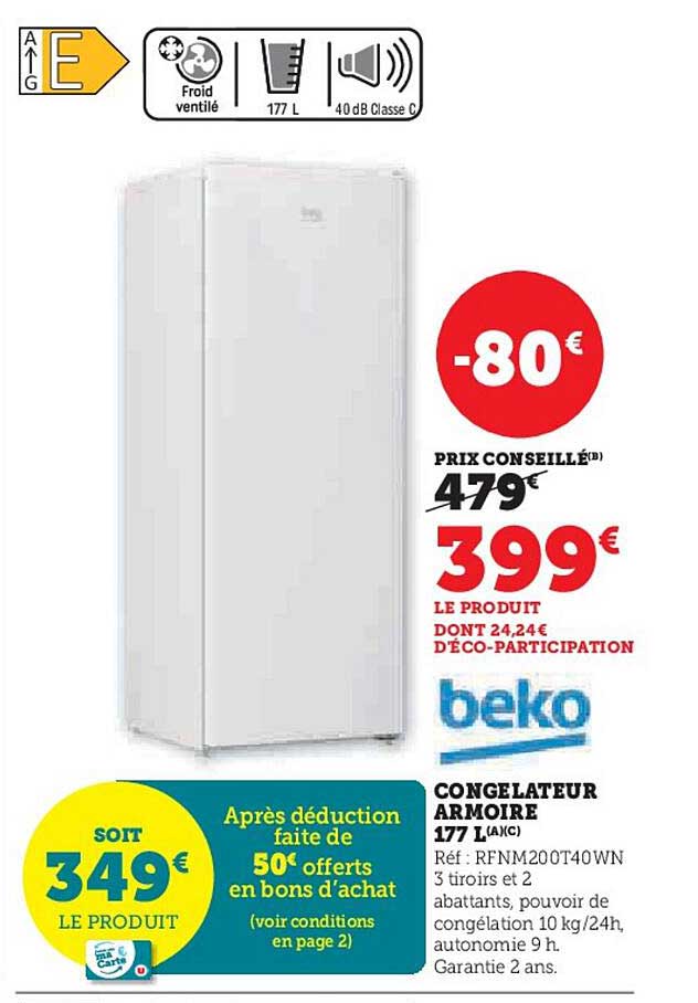 CONGELATEUR ARMOIRE 177 L (A/C)