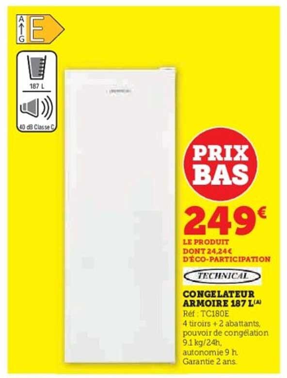 CONGELATEUR ARMOIRE 187 L