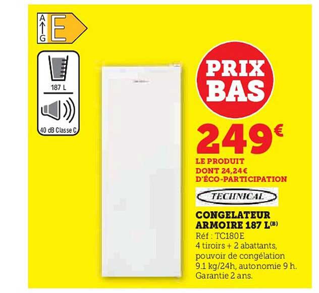 CONGELATEUR ARMOIRE 187 L(B)