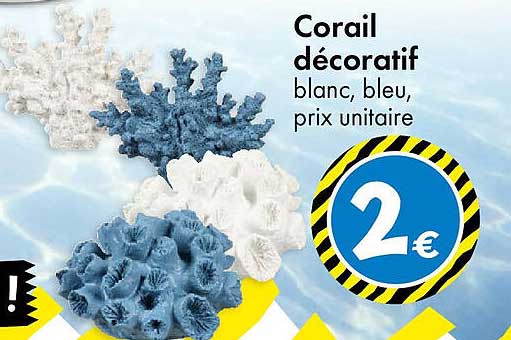 Corail décoratif blanc, bleu, prix unitaire