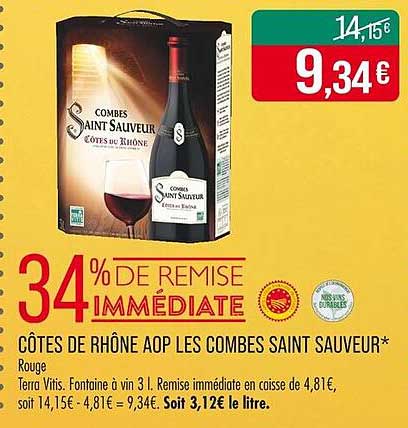 CÔTES DE RHÔNE AOP LES COMBES SAINT SAUVEUR*
