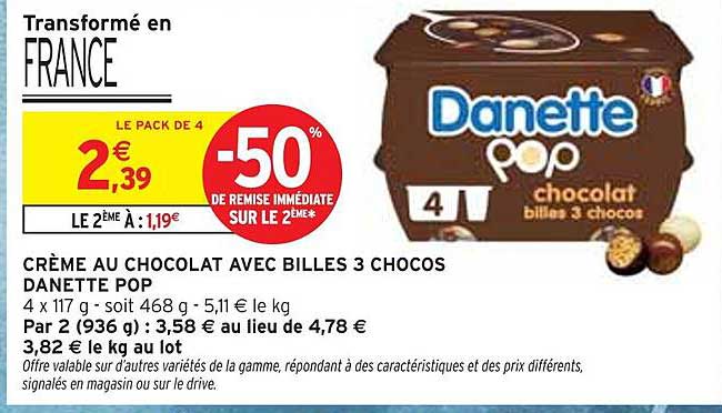 CRÈME AU CHOCOLAT AVEC BILLLES 3 CHOCOS DANETTE POP