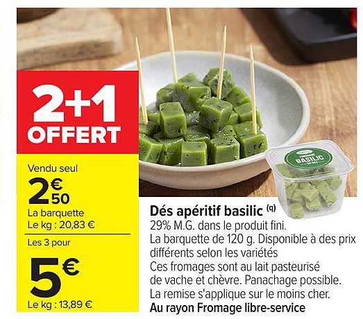 Dés apéritif basilic