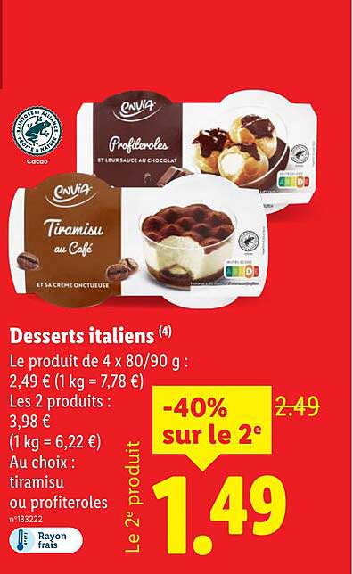 Desserts italiens - Tiramisu au Café et Profiteroles