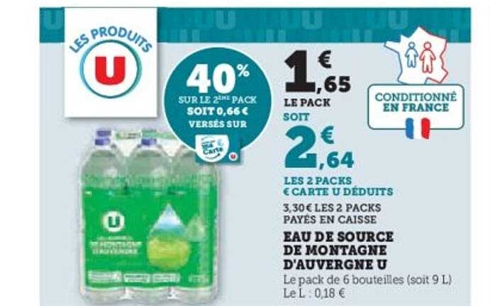 Eau de source de montagne d'Auvergne U