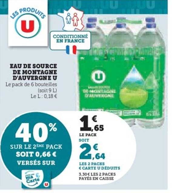Eau de source de montagne d'Auvergne U