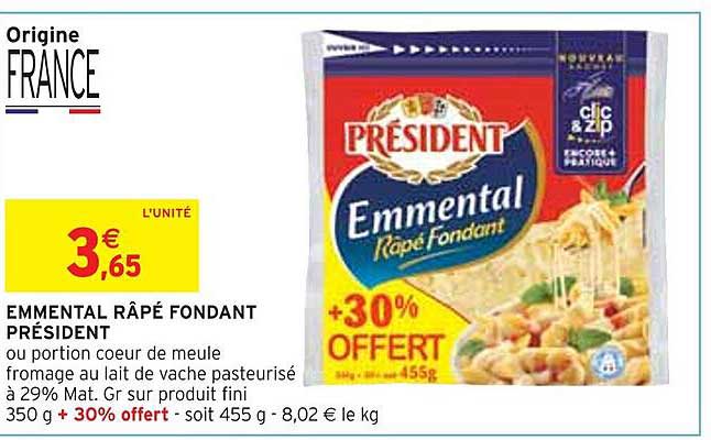 EMMENTAL RÂPÉ FONDANT PRÉSIDENT