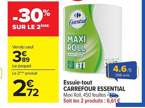 Essuie-tout CARREFOUR ESSENTIAL Maxi Roll