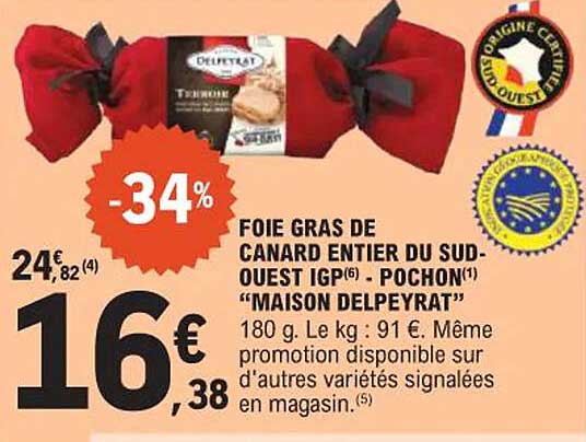 FOIE GRAS DE CANARD ENTIER DU SUD-OUEST IGP - POCHON "MAISON DELPEYRAT"