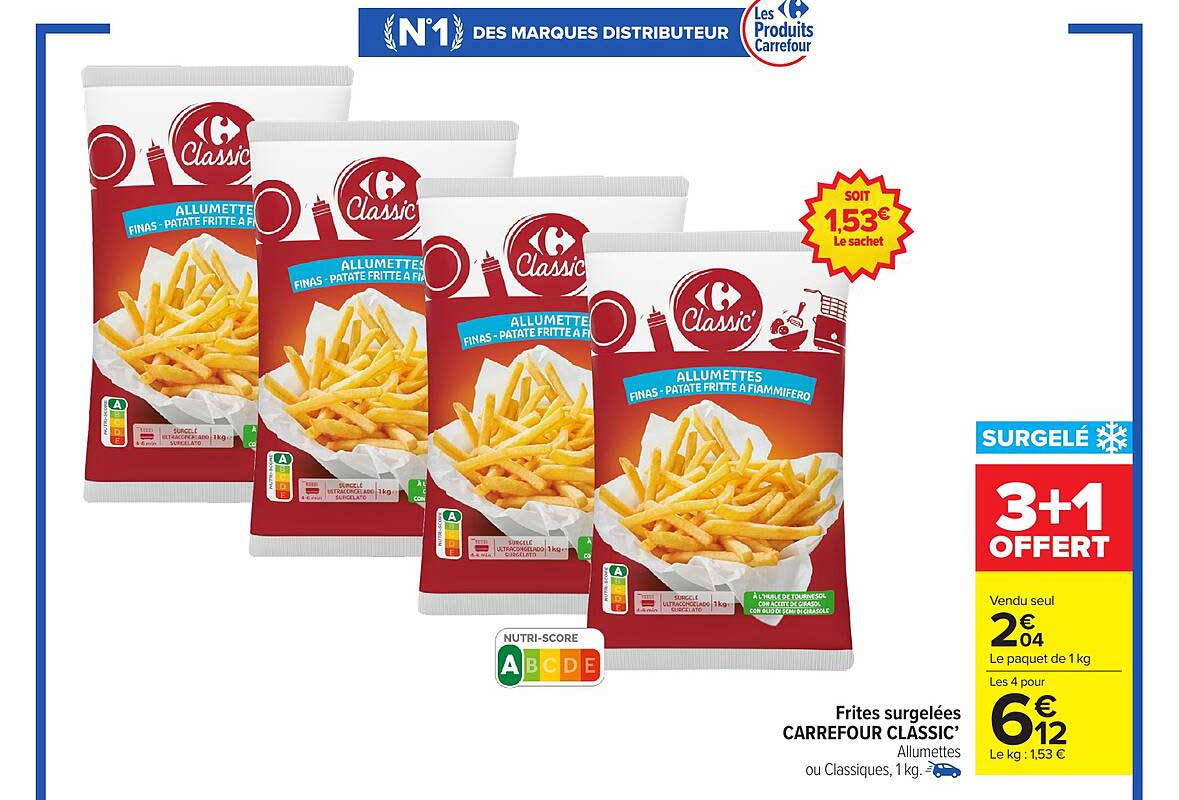 Frites surgelées CARREFOUR CLASSIC’ Allumettes