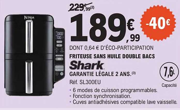 FRITEUSE SANS HUILE DOUBLE BACS Shark