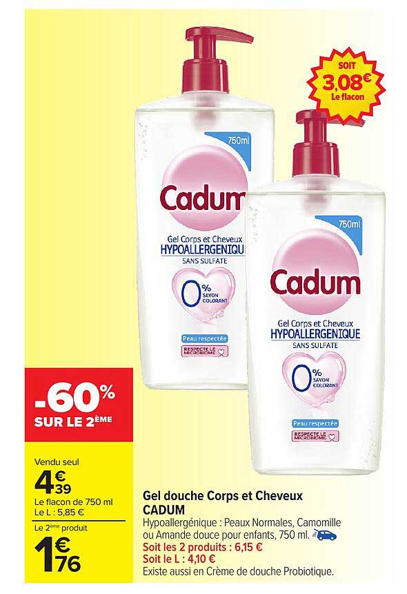 Gel douche Corps et Cheveux CADUM