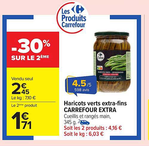 Haricots verts extra-fins CARREFOUR EXTRA