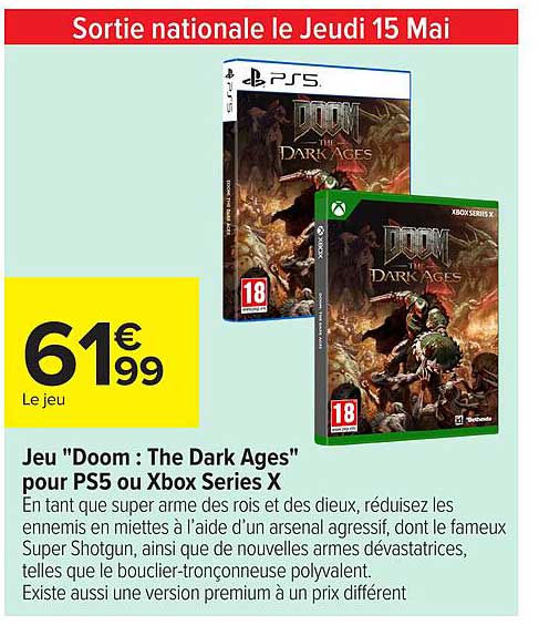 Jeu "Doom : The Dark Ages" pour PS5 ou Xbox Series X