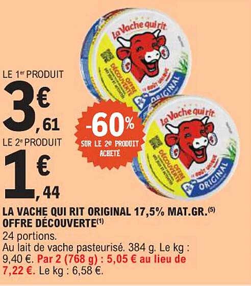 LA VACHE QUI RIT ORIGINAL 17,5% MAT.GR. OFFRE DÉCOUVERTE