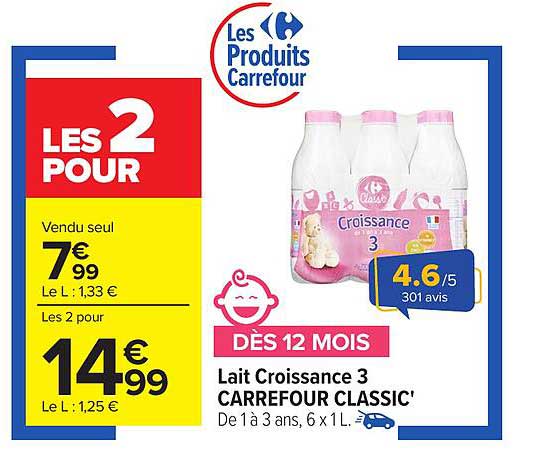 Lait Croissance 3 CARREFOUR CLASSIC'