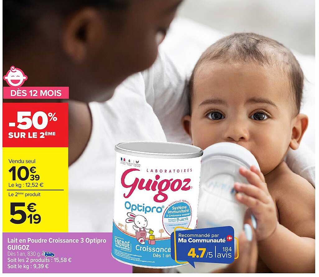 Lait en Poudre Croissance 3 Optipro GUIGOZ
