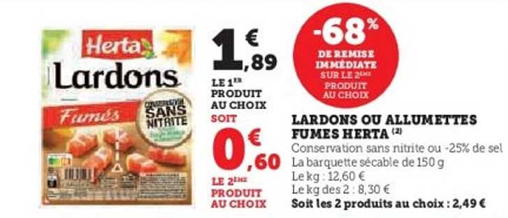 LARDONS OU ALLUMETTES FUMÉS HERTA