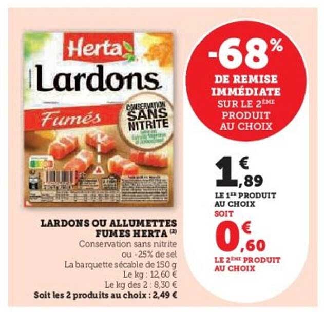 LARDONS OU ALLUMETTES FUMÉS HERTA