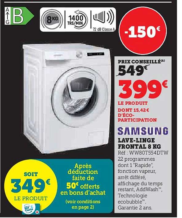 LAVE-LINGE FRONTAL 8 KG SAMSUNG
