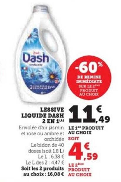LESSIVE LIQUIDE DASH 2 EN 1