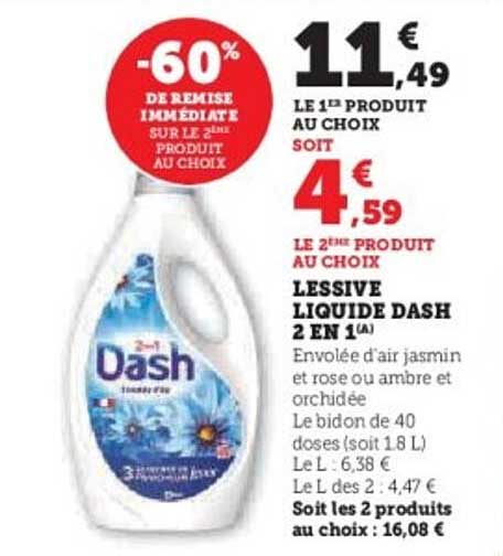 LESSIVE LIQUIDE DASH 2 EN 1