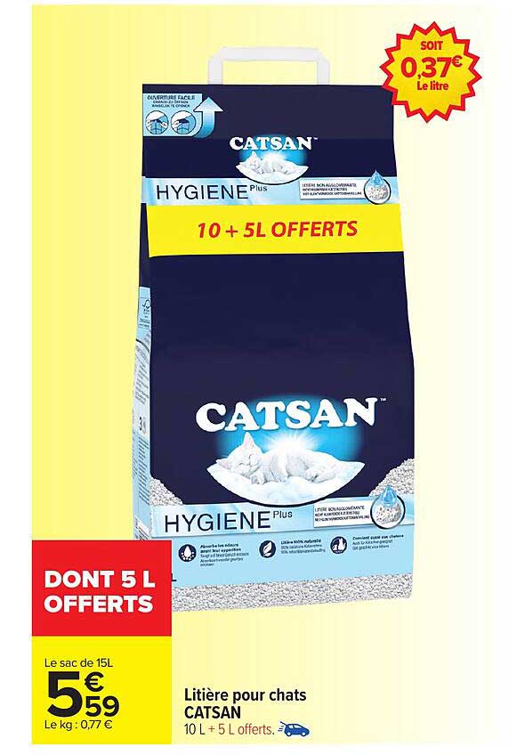 Litière pour chats CATSAN - 10 + 5 L offerts