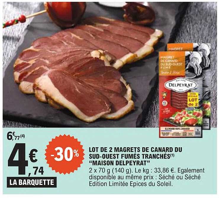 LOT DE 2 MAGRETS DE CANARD DU SUD-OUEST FUMÉS TRANCHÉS "MAISON DELPEYRAT"
