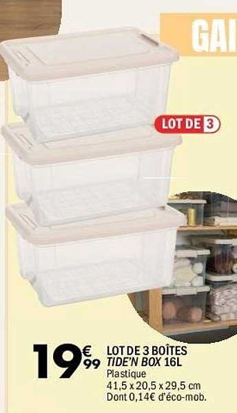 LOT DE 3 BOÎTES TIDEN' BOX 16L