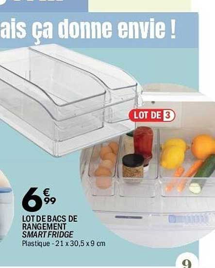 LOT DE BACS DE RANGEMENT SMART FRIDGE