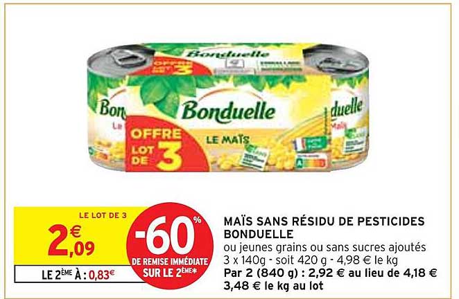 MAÏS SANS RÉSIDU DE PESTICIDES BONDUELLE