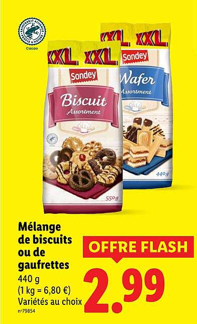 Mélange de biscuits ou de gaufrettes