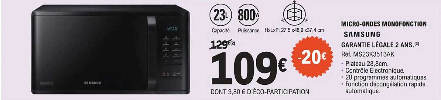 MICRO-ONDES MONOFONCTION SAMSUNG