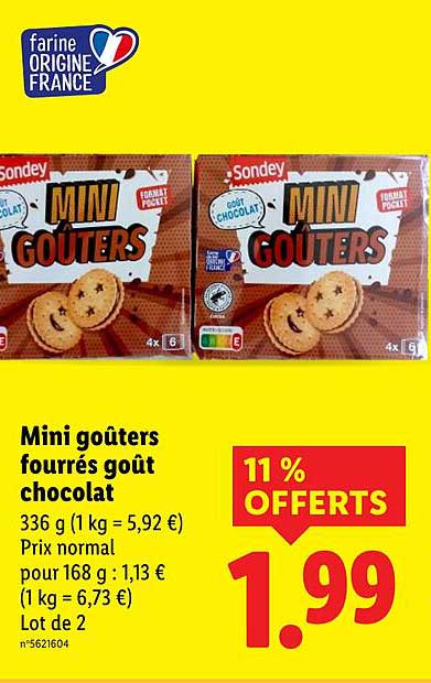 Mini goûters fourrés goût chocolat
