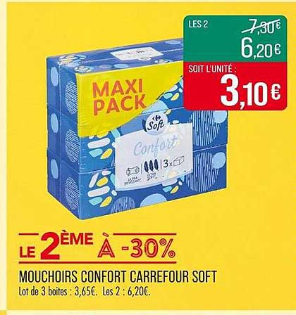 MOUCHOIRS CONFORT CARREFOUR SOFT