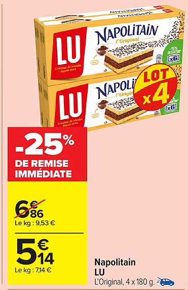 Napolitain LU L'Original, 4 x 180 g