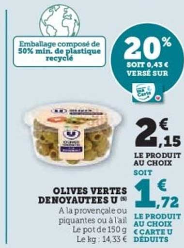 OLIVES VERTES DENOYATEES U