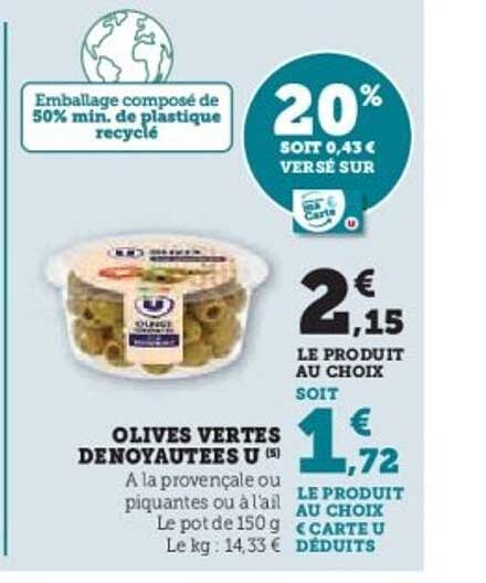 OLIVES VERTES DENOYATEES U