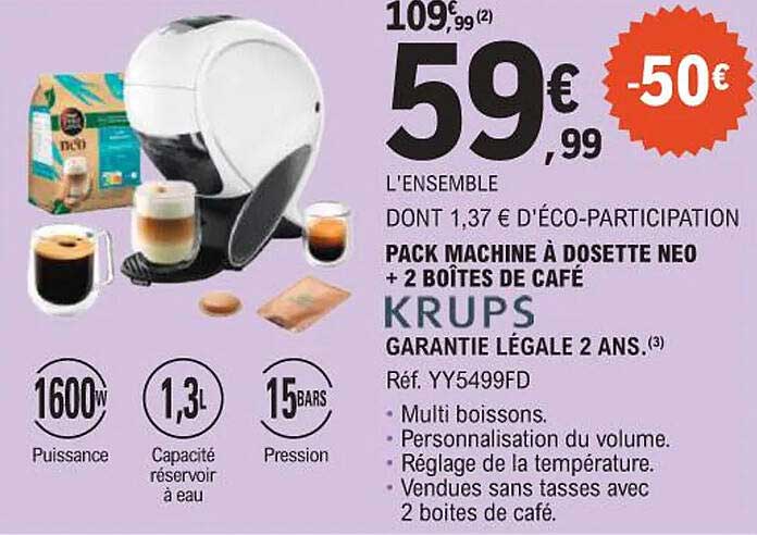 PACK MACHINE À DOSSETTE NEO + 2 BOÎTES DE CAFÉ