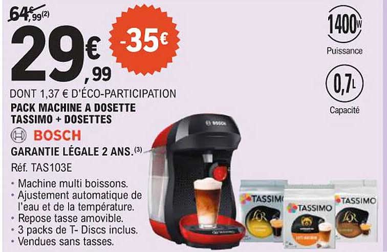PACK MACHINE A DOSSETTE TASSIMO + DOSSETTES