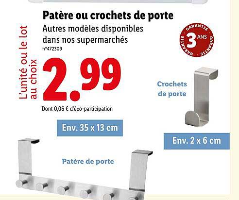 Patère ou crochets de porte