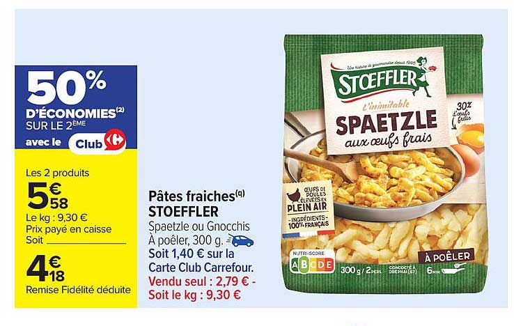 Pâtes fraîches STOEFFLER Spaetzle ou Gnocchis à poêler, 300 g