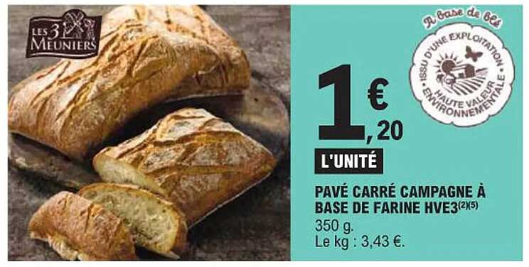 PAVÉ CARRÉ CAMPAGNE À BASE DE FARINE HVE3(2/5)