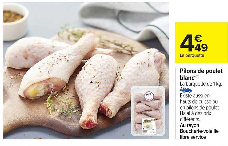 Pilons de poulet blanc(m)