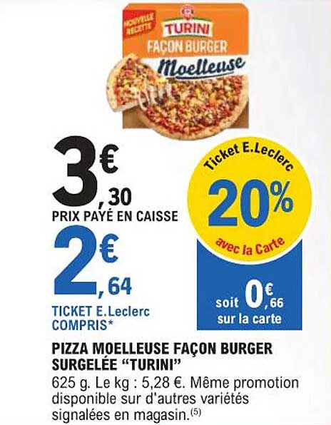 PIZZA MOELLEUSE FAÇON BURGER SURGELÉE "TURINI"